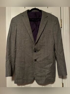 Ralph Lauren Purple Label Gray Herringbone Sport Coat with Purple Lining
